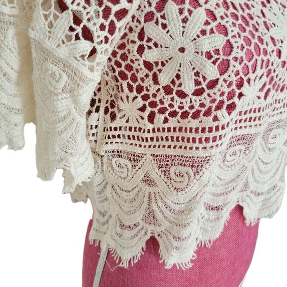 Rebellion Crochet Cotton Top Coastal Boho Romantic Festival Cottagecore Med - Picture 7 of 16